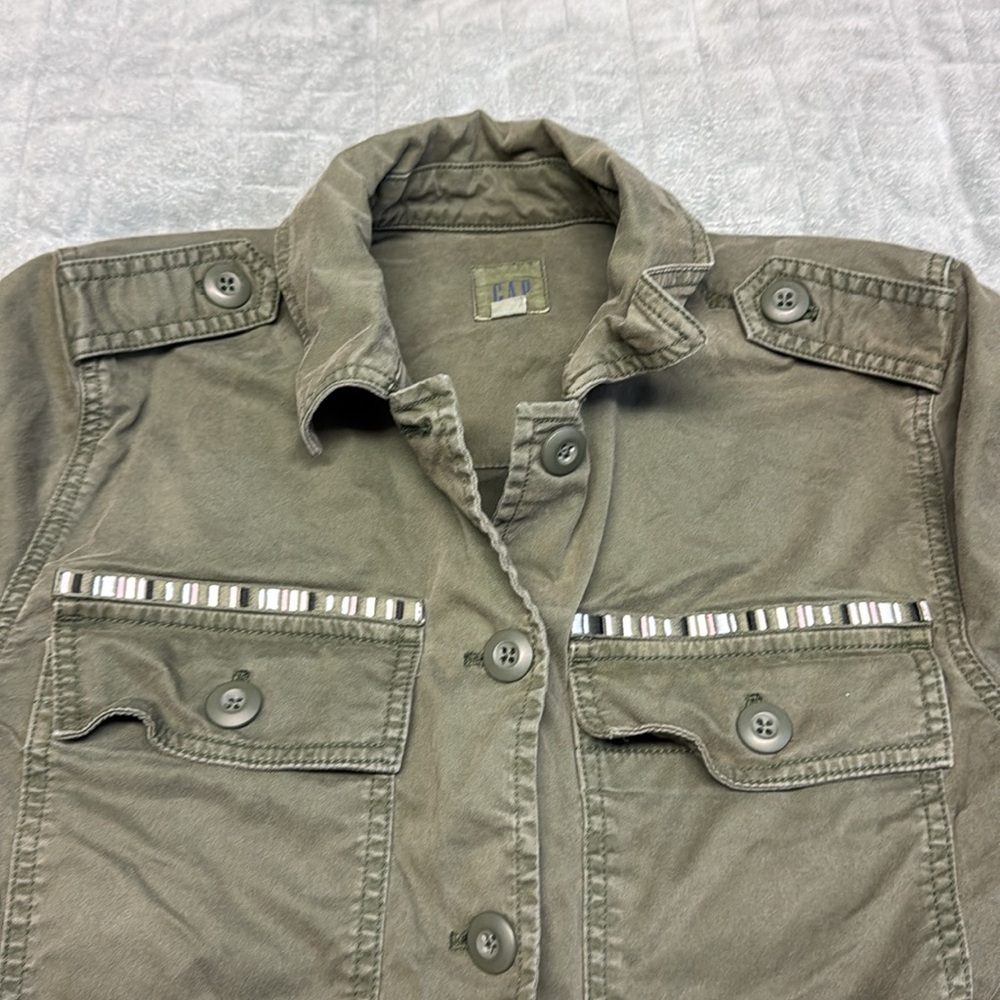 Gap Button Down Shirt, Utility Jacket, Olive Gree… - image 4
